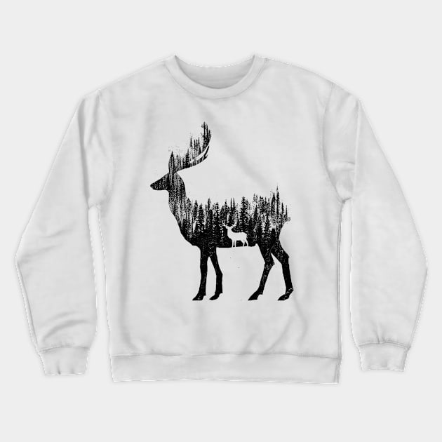 Nature Deer Crewneck Sweatshirt by barmalisiRTB